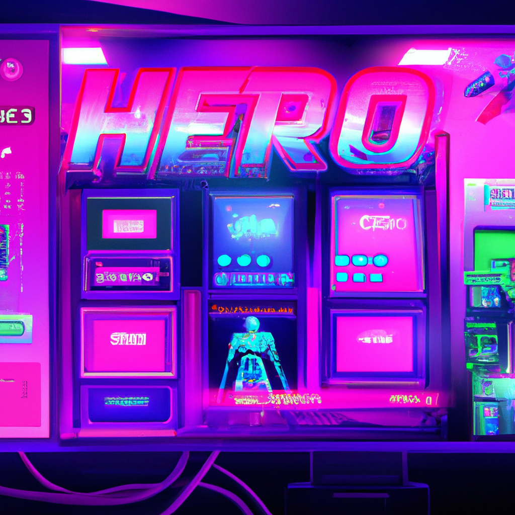 ArcadeForge hero art — neon arcade cabinet and layered HUD